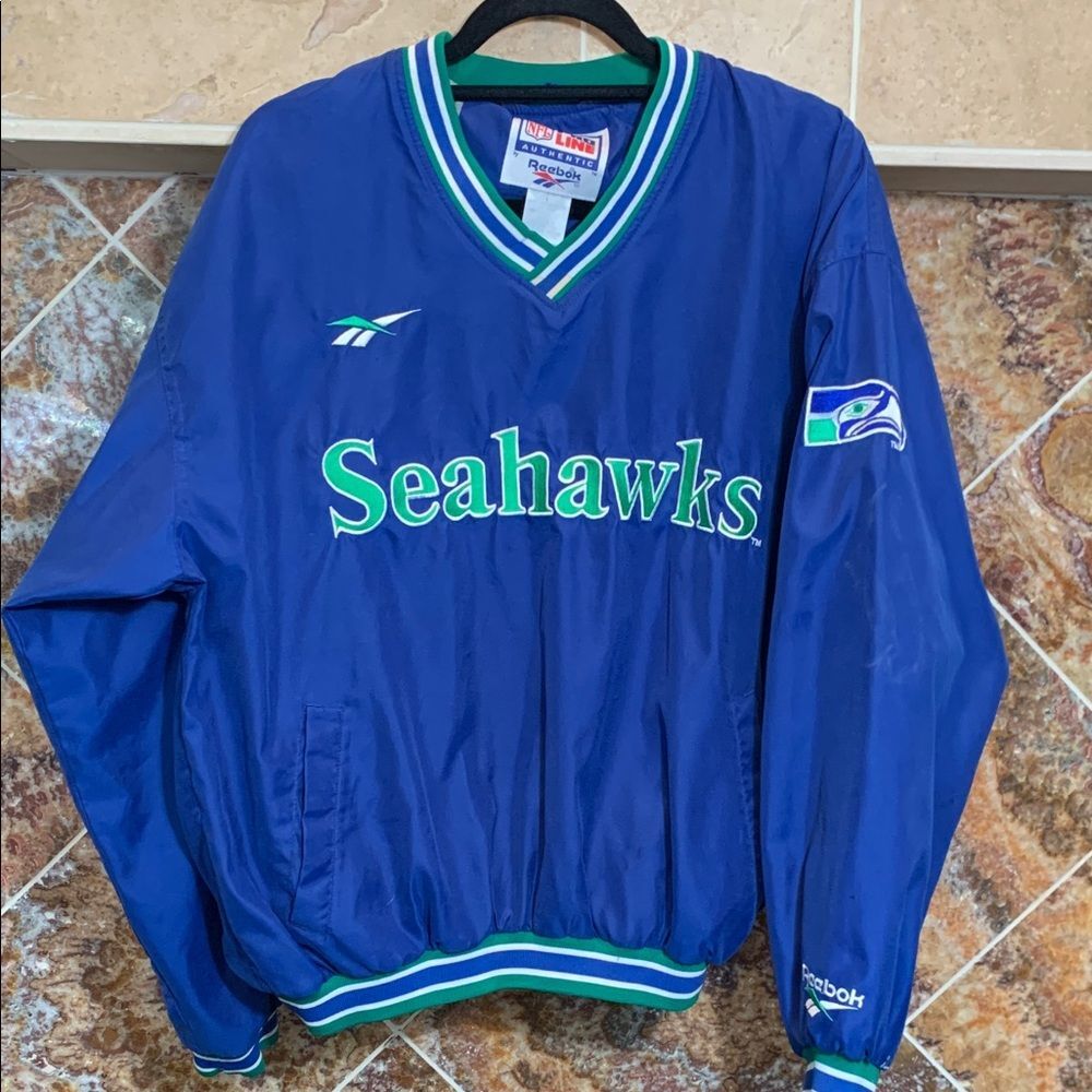 Vintage 90s Seattle Seahawks Reebok Pro Line Pullover Jacket Size L NFL